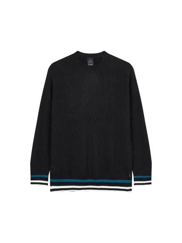 Men s Striped Waffle Tissue Knit Black 271091 - ARMANI EXCHANGE - BALAAN 1