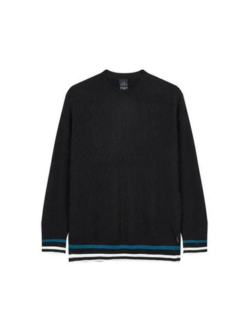 Men s Striped Waffle Tissue Knit Black 271091 - ARMANI EXCHANGE - BALAAN 1