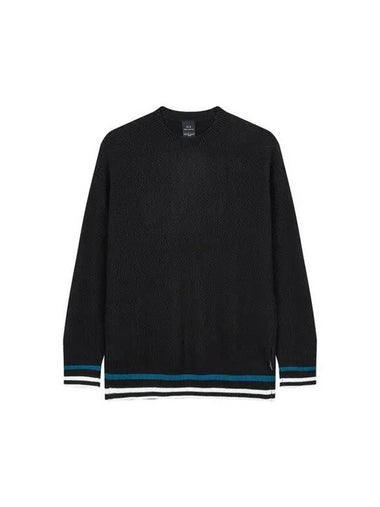 Men s Striped Waffle Tissue Knit Black 271091 - ARMANI EXCHANGE - BALAAN 1