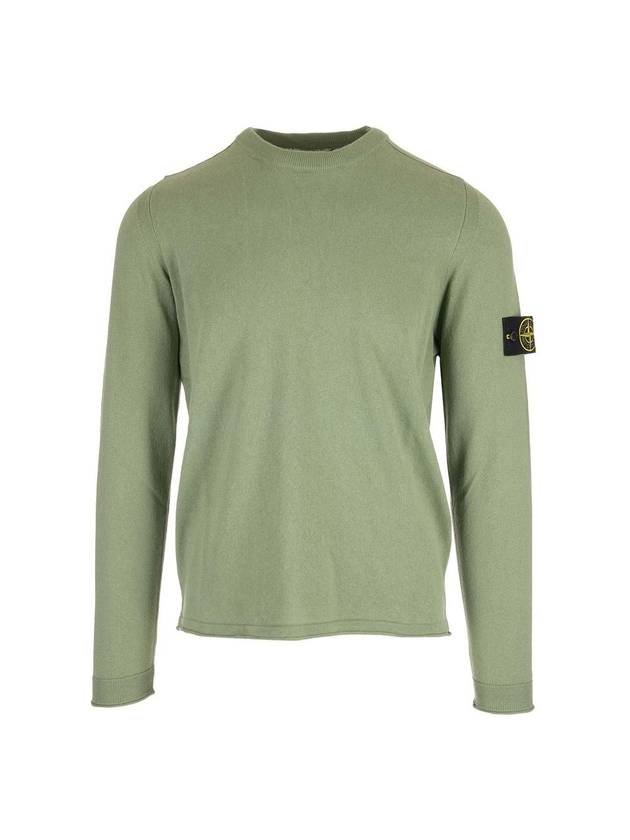 Wappen Patch Crew Neck Cotton Knit Top Green - STONE ISLAND - BALAAN 1