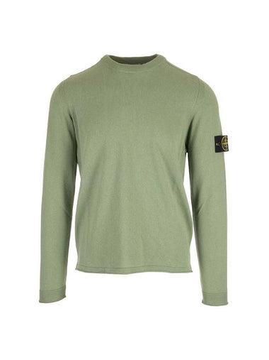 Wappen Patch Crew Neck Cotton Knit Top Green - STONE ISLAND - BALAAN 1