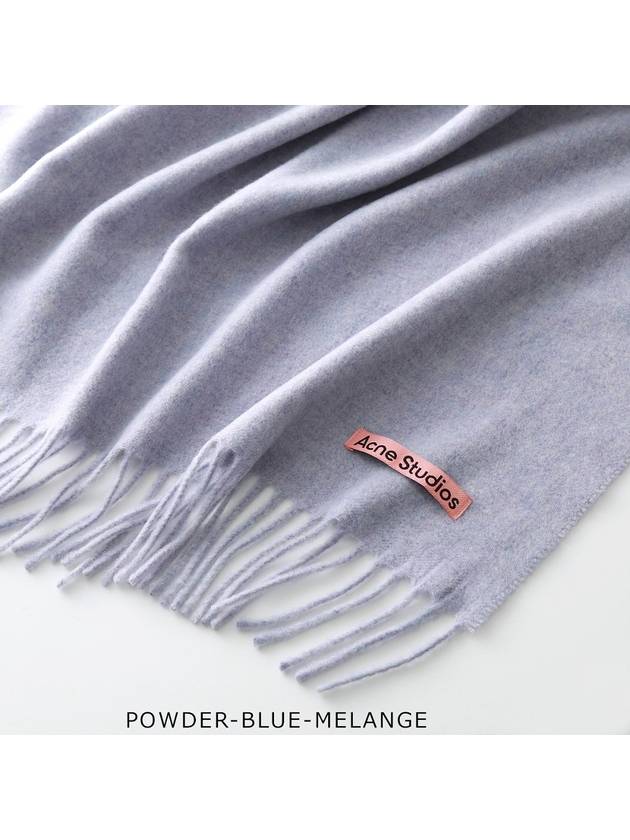 Logo Wool Fringe Muffler Powder Blue Melange - ACNE STUDIOS - BALAAN 7