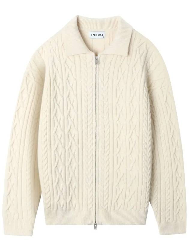 Fisherman Collar Zip-up Knit Cream - INDUST - BALAAN 8