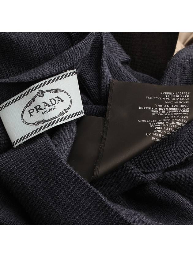 Navy blue pure wool knit cardigan 44 - PRADA - BALAAN 3