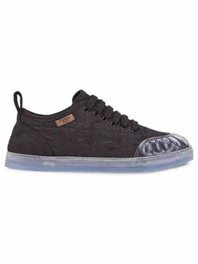 Women's FF Logo Canvas Low Top Sneakers Black - FENDI - BALAAN 2