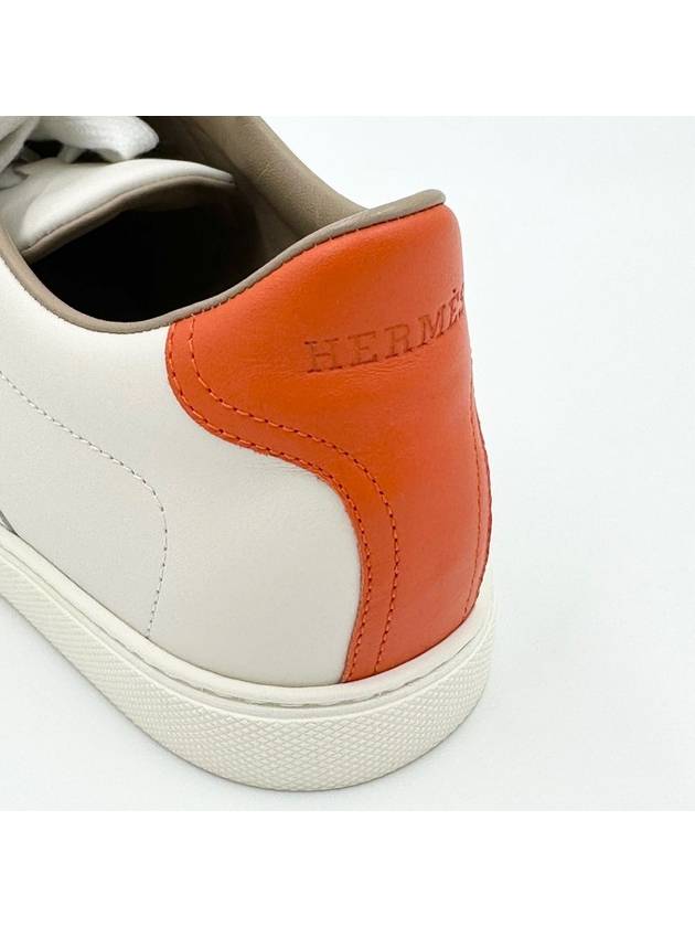 Men's Quicker Low Top Sneakers Blanc Orange - HERMES - BALAAN 7