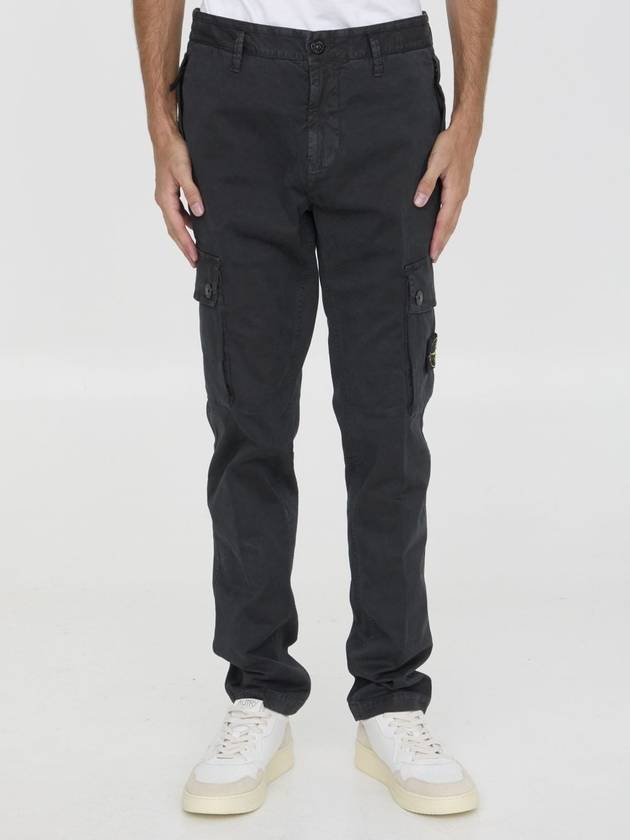 Compass Badge Cargo Straight Pants Black - STONE ISLAND - BALAAN 2