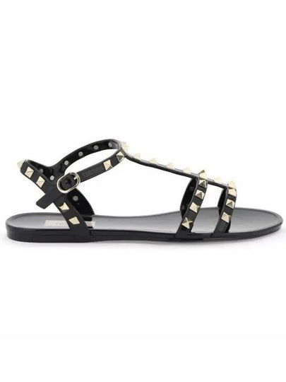 Women's Rockstud Flat Sandals Black - VALENTINO - BALAAN 2