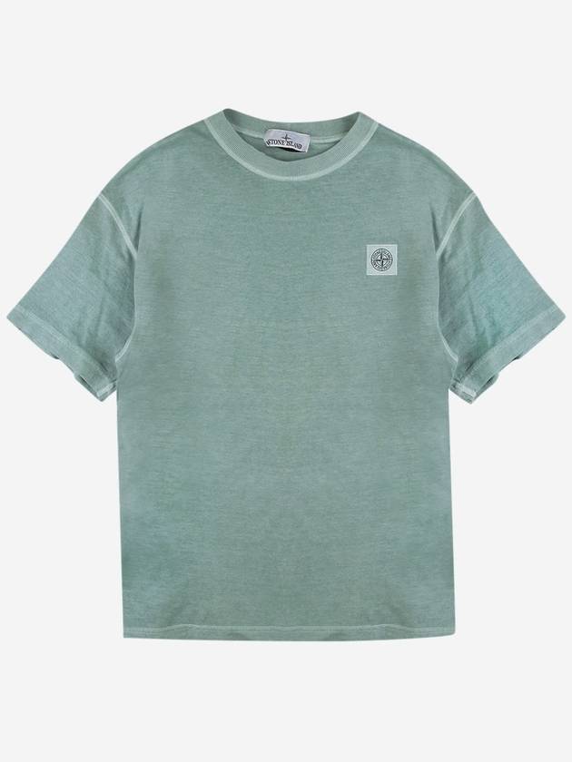 Organic Cotton Short Sleeve T-Shirt Light Green - STONE ISLAND - BALAAN 2