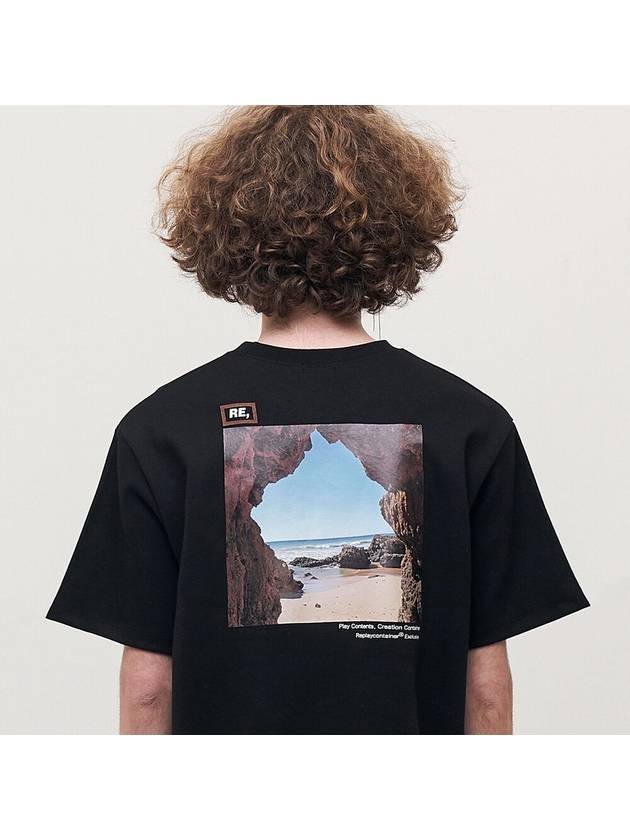 RE Square Campaign Cave Short Sleeve T-Shirt Black - REPLAYCONTAINER - BALAAN 2