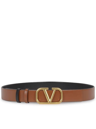 V Logo Signature Reversible Belt Brown - VALENTINO - BALAAN 2