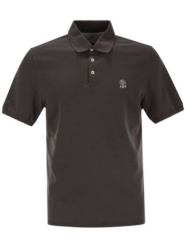 Cotton polo shirt with printed logo - BRUNELLO CUCINELLI - BALAAN 1