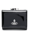 Shiny Patent Small Frame Leather Card Wallet Black - VIVIENNE WESTWOOD - BALAAN 2