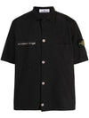 Men s Logo Patch Short Sleeve Shirt Black - STONE ISLAND - BALAAN 1