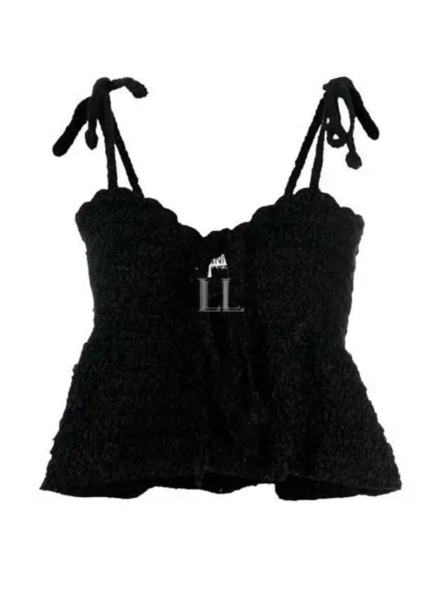 Crochet Velvet Peplum Sleeveless Black - GANNI - BALAAN 2