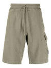 Cotton Fleece Cargo Shorts Green - CP COMPANY - BALAAN 1