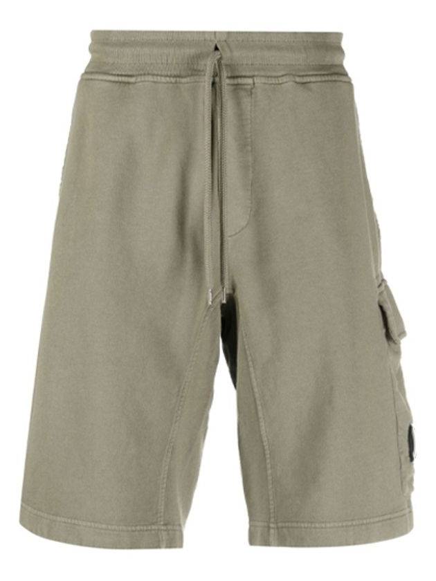 Cotton Fleece Cargo Shorts Green - CP COMPANY - BALAAN 1