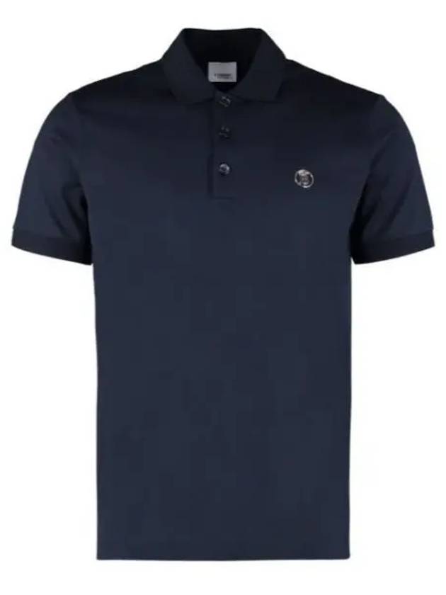 Monogram Motif Cotton Silk Short Sleeve Polo Shirt Navy - BURBERRY - BALAAN 2