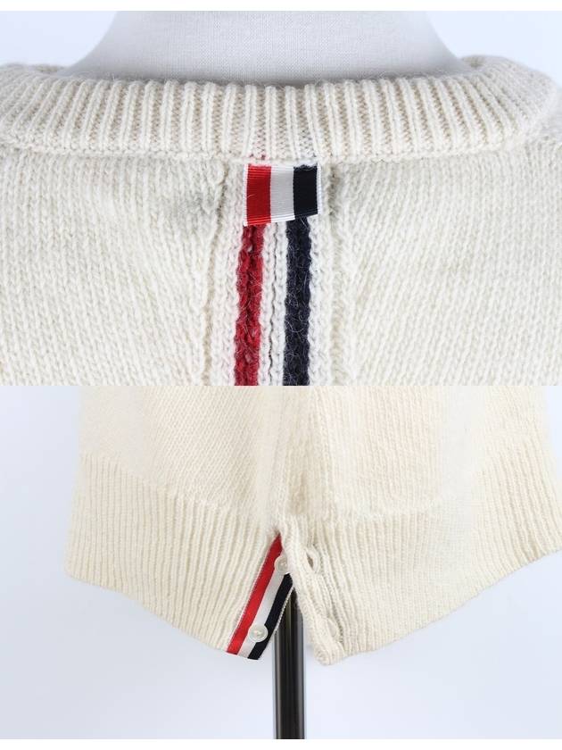 Mohair white three line knit - THOM BROWNE - BALAAN 7