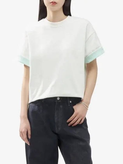 Double Layer Cotton Short Sleeve T-Shirt Light Blue - BOTTEGA VENETA - BALAAN 2