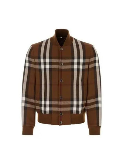 Check Wool Cotton Bomber Jacket Brown - BURBERRY - BALAAN 2