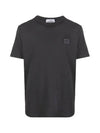 Logo Patch Chest Short Sleeve T-Shirt Charcoal - STONE ISLAND - BALAAN 3