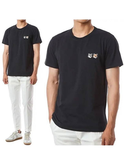 Double Fox Head Patch Classic Short Sleeve T-Shirt Anthracite - MAISON KITSUNE - BALAAN 2