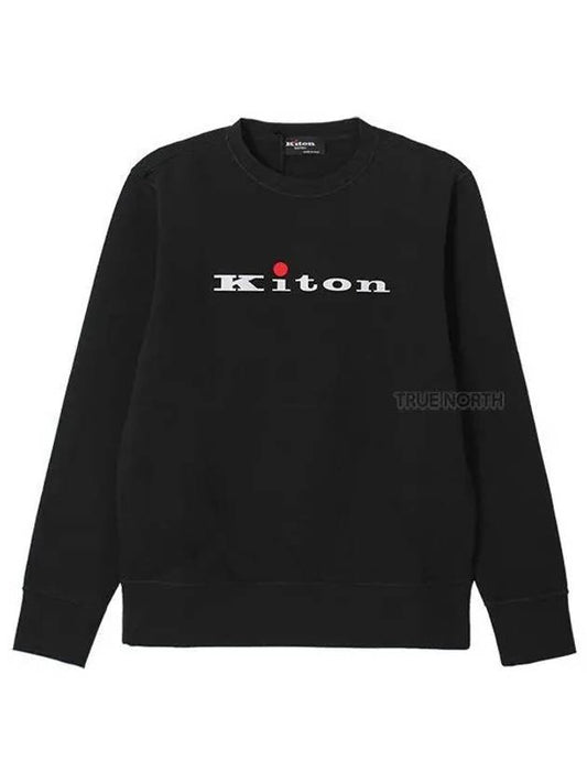 Logo Print Cotton Sweatshirt Black - KITON - BALAAN 2