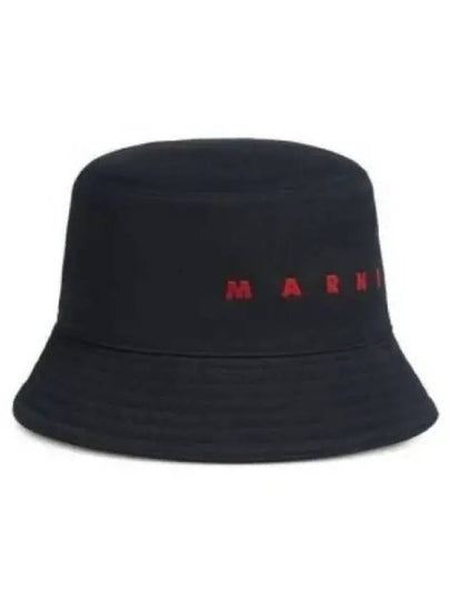 Embroidered Logo Cotton Bucket Hat Black - MARNI - BALAAN 2