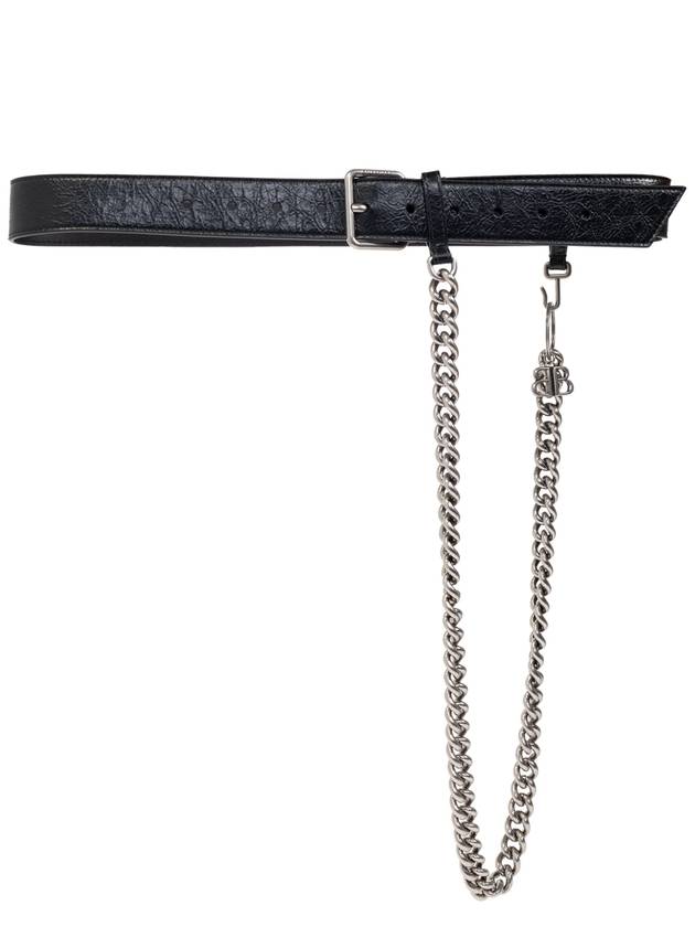 Monaco Chain Leather Belt Black - BALENCIAGA - BALAAN 1