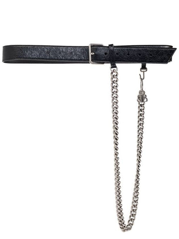 Balenciaga Leather Belt With Chain, Men's, Black - BALENCIAGA - BALAAN 1