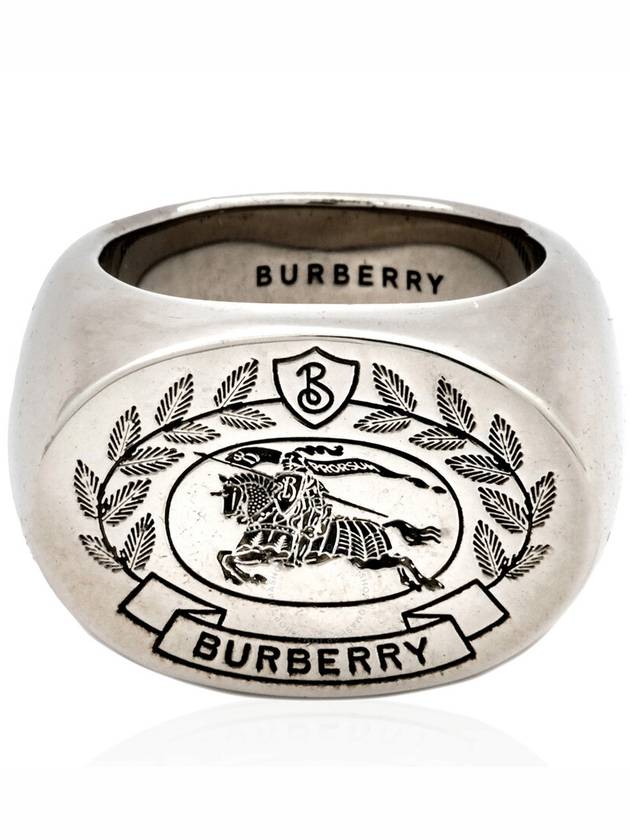 Burberry Men's Engraved EKD Palladium-Plated Signet Ring, Size Medium - BURBERRY - BALAAN 1