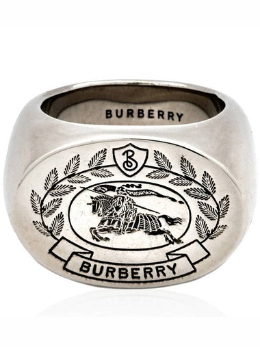 Burberry Men's Engraved EKD Palladium-Plated Signet Ring, Size Medium - BURBERRY - BALAAN 1