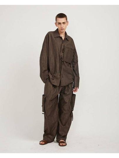 Crinkle Detachable Pocket Pants Brown - MONTSENU - BALAAN 2