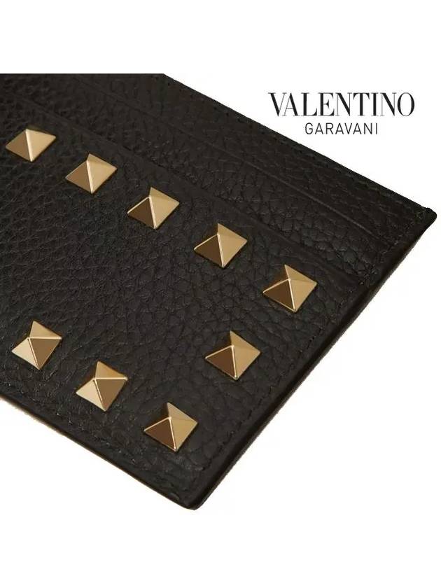 Rockstud Leather Card Wallet Black - VALENTINO - BALAAN 7