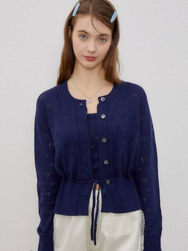 String punching cardigan_Navy - ITER - BALAAN 1