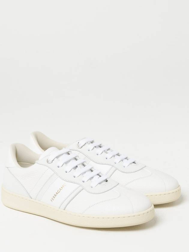 Logo Leather Low Top Sneakers White - SALVATORE FERRAGAMO - BALAAN 3