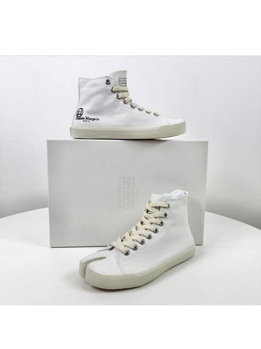 Tabi Canvas High Top Sneakers White - MAISON MARGIELA - BALAAN.