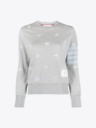 Nautical Embroidery Crew Neck Knit Top Grey - THOM BROWNE - BALAAN 2