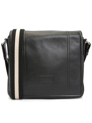 Terlago Logo Leather Messenger Bag Black - BALLY - BALAAN 1