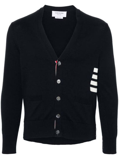 4 bar V neck cardigan navy - THOM BROWNE - BALAAN 2