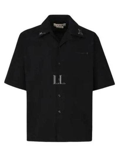 Embroidery Cotton Short Sleeve Shirt Black - MARNI - BALAAN 2