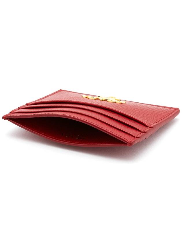 Metal Logo Saffiano Card Wallet Red - PRADA - BALAAN 5