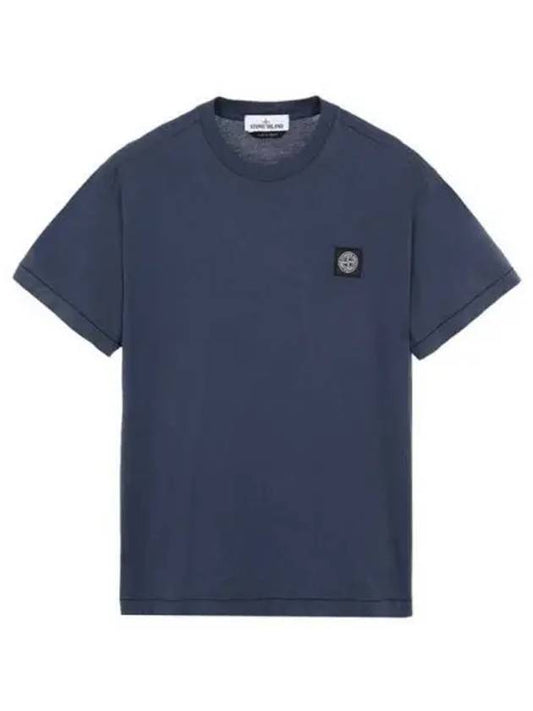 Logo Patch Short Sleeve T-Shirt Avio Blue - STONE ISLAND - BALAAN 2