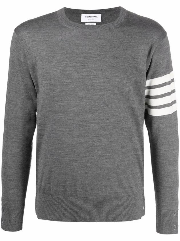 4 Bar Armband Classic Merino Wool Knit Top Medium Grey - THOM BROWNE - BALAAN 3