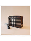 Check Leather Zipper Pouch Bag Dark Brown - BURBERRY - BALAAN 4