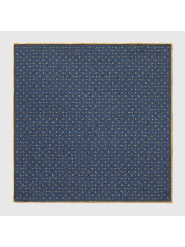 Double G And Polka Dot Silk Pocket Square Scarf Blue - GUCCI - BALAAN 1