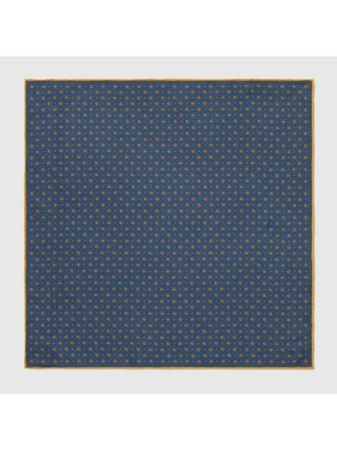 Double G And Polka Dot Silk Pocket Square Scarf Blue - GUCCI - BALAAN 1