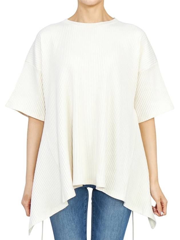 FSHT RIB 000 OFF WHITE Women s Wrap Short Sleeve T Shirt Oversized Fit - BASERANGE - BALAAN 8