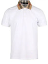 Men's Check Collar Cotton Polo Shirt White - BURBERRY - BALAAN 2